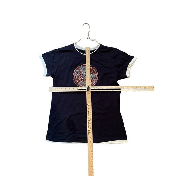 New York Yankees MLB Baseball T-Shirt Women's Large Gray Glitter Logo Pullover - Picture 5 of 6